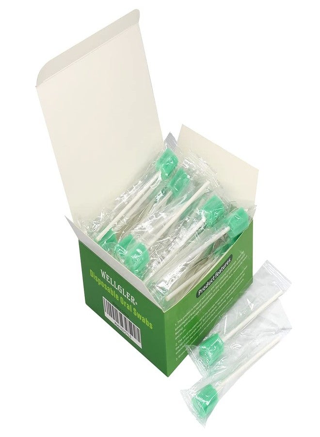 Wellgler's Mouth Swabs for Elderly，Disposable Oral Swabs. Green (Bag of 50 swabs) - Image 1